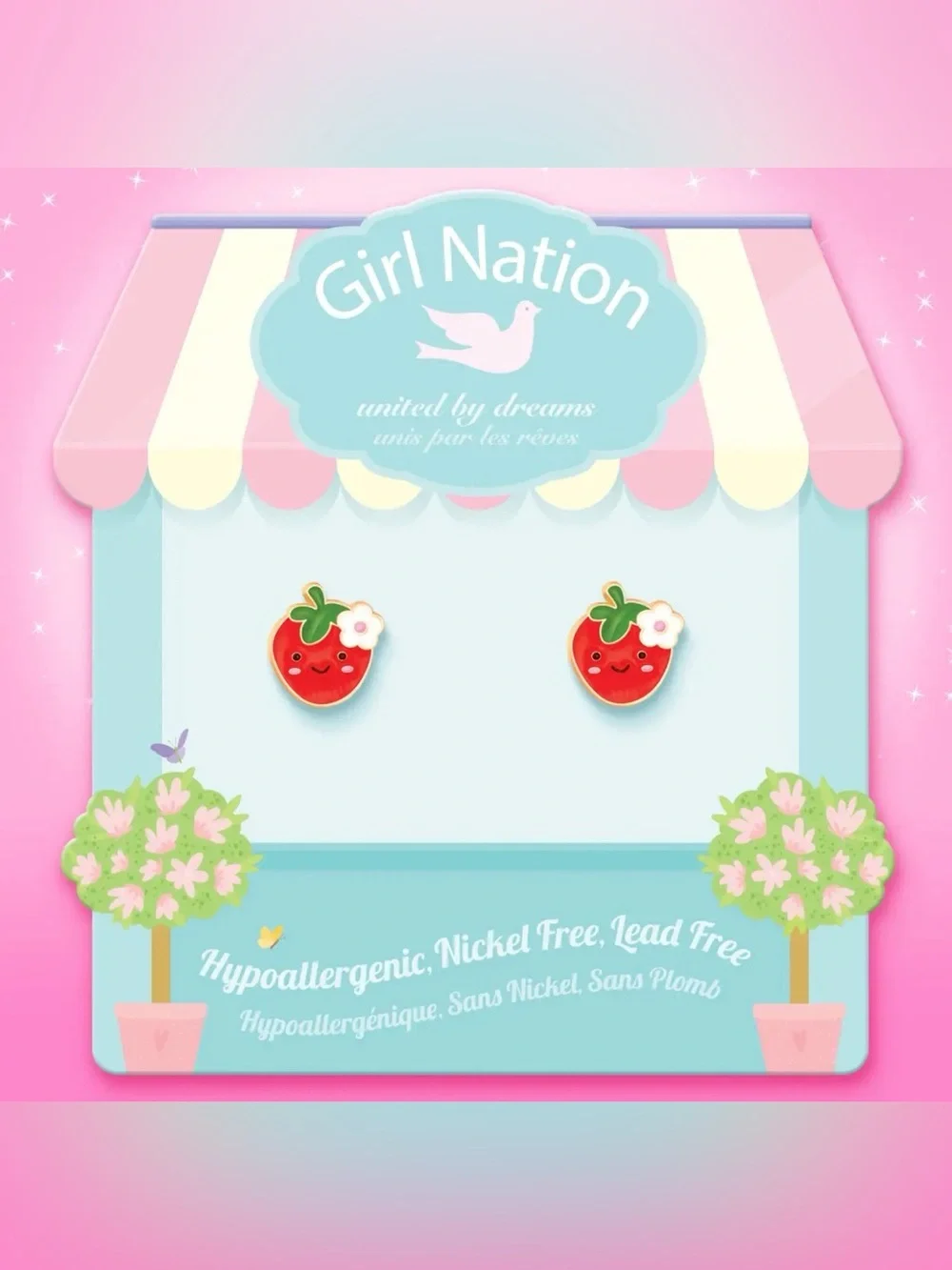 Girl Nation You’re Berry Cutie Stud Earrings Hypoallergenic & Non Toxic